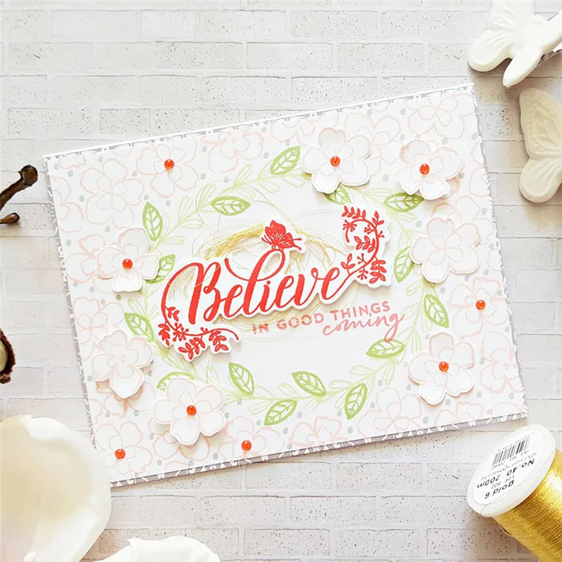 

Naifumodo Letter Believe Word Dies Metal Cutting Dies for DIY Scrapbooking Decorative Crafts Embossing Paper Cards Craft Diecut