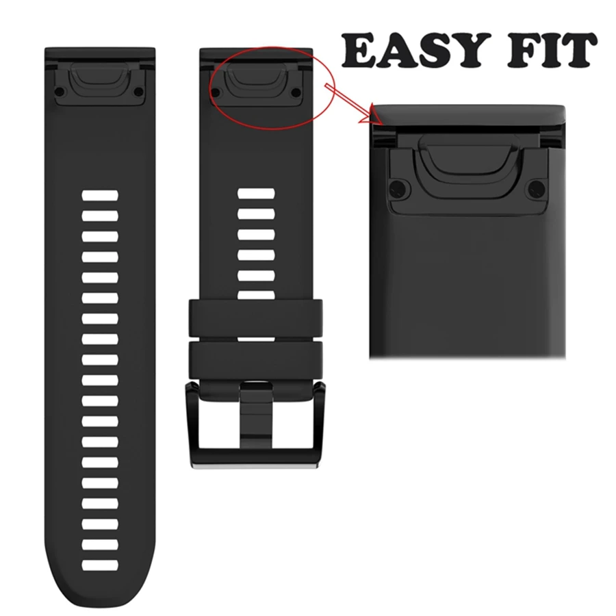 Fistar 15 цветов 22 мм Замена силикагель быстрый выпуск легко подходит ремешок для Garmin Fenix 5 gps часы ремень ремни браслет - Цвет: Black