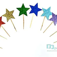 На заказ 40cps блестящая Радужная звезда топперы для кексов Детские вечерние принадлежности Звездные вечерние подарки на день рождения, свадьбу, год