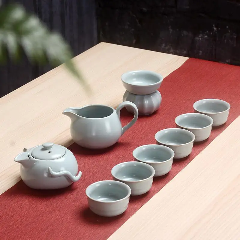 Китайский чайный набор кунг-фу, керамическая чайная чашка чайник, чайный костюм из 9 предметов, китайский чайный костюм для церемонии, чайные наборы, подарок для друга