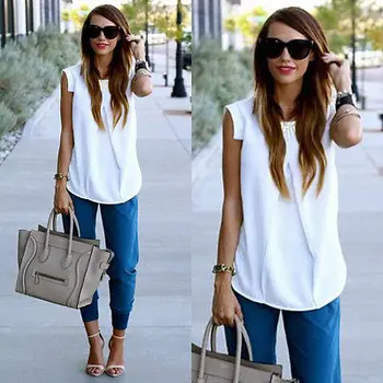 

2015 ladies white chiffon blouse shirt women Camisas blusas feminina plus size