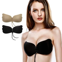 Mulheres Sutiã Autoadesivo Strapless Bandage Blackless Sólida Vara Gel de Silicone Empurrar Para Cima Cueca Sutiã Invisível das Mulheres