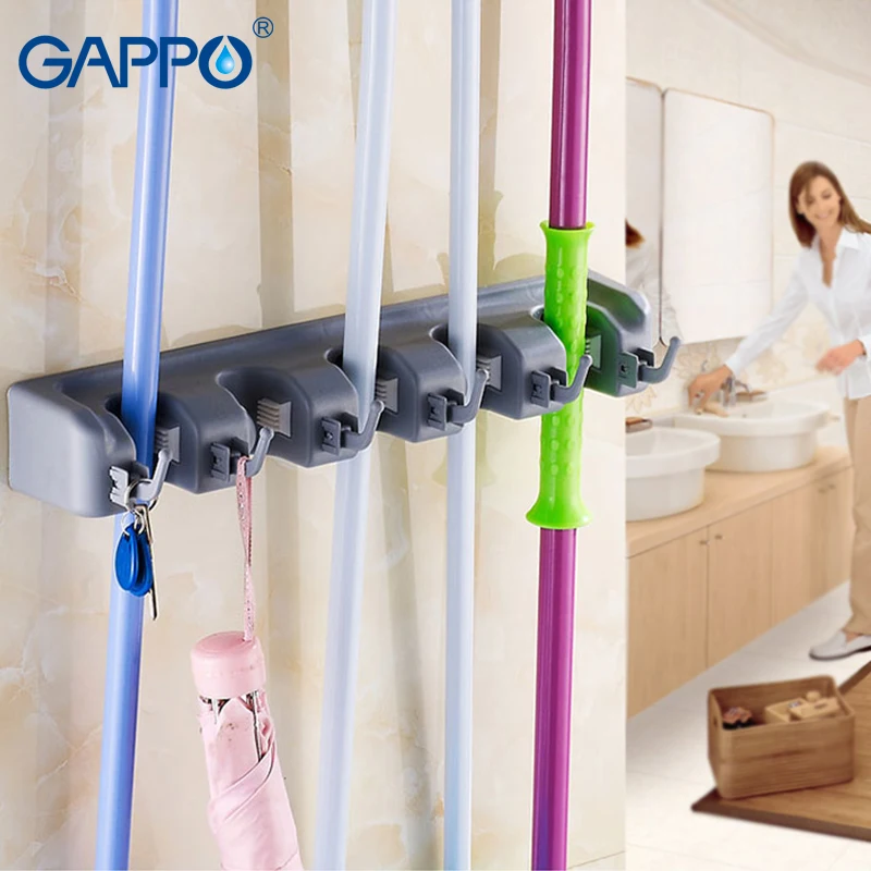 GAPPO Robe Hooks Multifunction Mop and Broom racks Wall Mounted Plastic hooks bathroom hangers Bath Towel | Обустройство дома