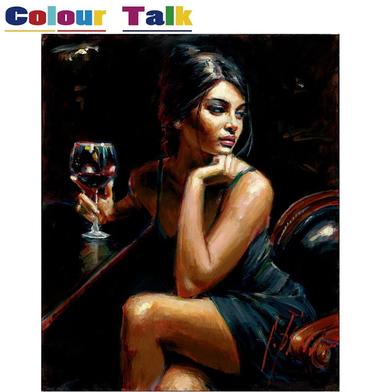 Горячая сексуальная женщина с рисунок "вино" по номерам на холсте DIY абстрактная бескаркасная картина маслом домашний декор настенная художественная картина P-5117