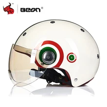BEON Casco Del Motociclo Delle Donne Degli Uomini Retro Vintage Biker Scooter Mezza Aperto Viso Casco Moto Capacetes casco Moto Visiera del Casco