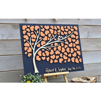 

Alternative Wedding Guest Book Tree Personalized Couple Name Date, 3D Guest Book With Hearts,Unique Guest Book Ideas Wedding