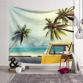 

Simple Summer Peaceful Beach Printing Tapestry Beach Towel Wall Hanging Decoration Blanket Throw Home Textile Decoration