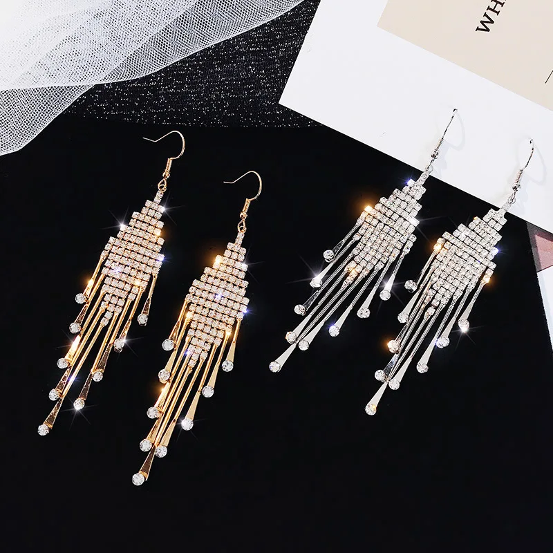 

2019 New Korean Net Red Personality Simple Exaggeration Earrings Temperament Long Tassels Earrings For Women Elegant Bohemia