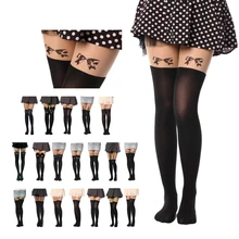 Tights Pantyhose Women Sexy Stockings Cat Pattern Print Cartoon 20 Style Spring Autumn Mock Medias Pantis