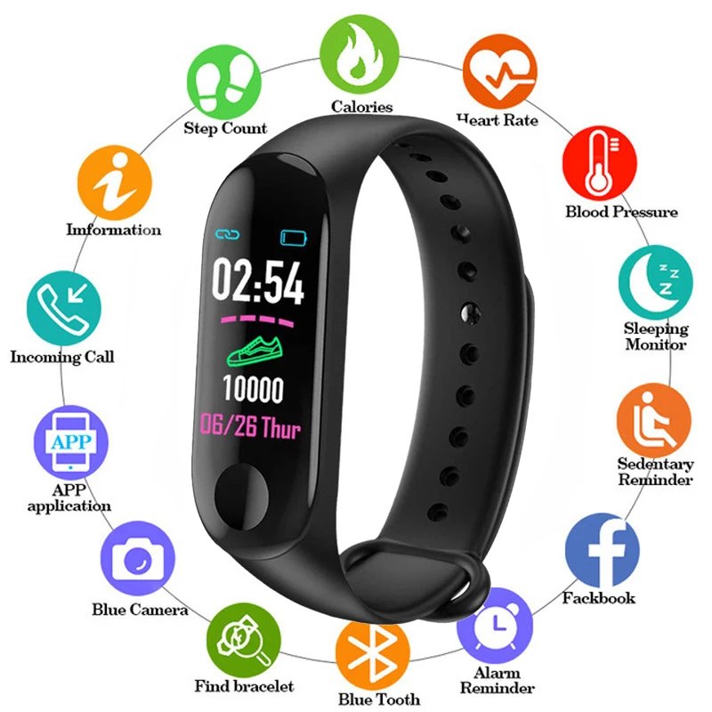 

2019 New Color Screen Smart Men And Women Watch Sports Fitness Bracelet Waterproof Call Reminder Pedometer Track Men's And Women