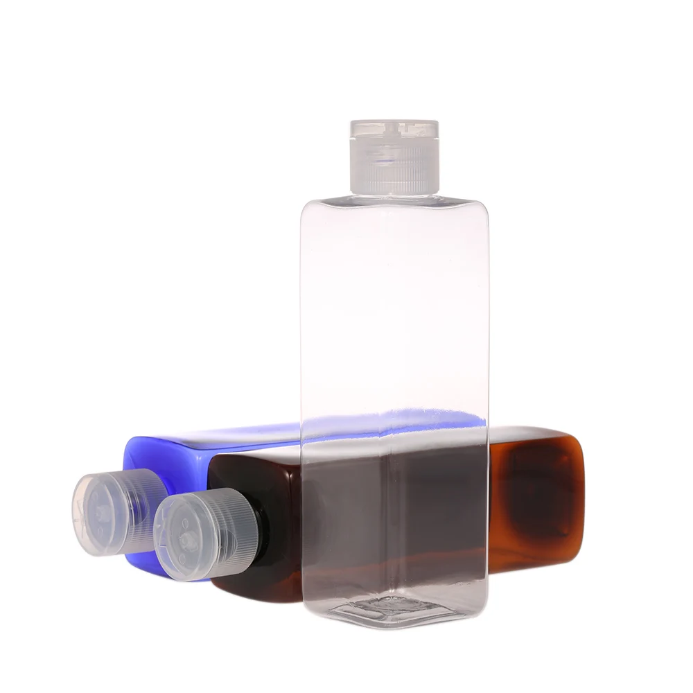 250 мл пустые пластиковые квадратные бутылки многоразовая бутылка с откидной крышкой для шампуня, лосьона, крема, жидкая косметическая бутылка