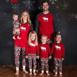 Семейный пижамный комплект на Рождество женская детская мужская одежда для сна ночная одежда