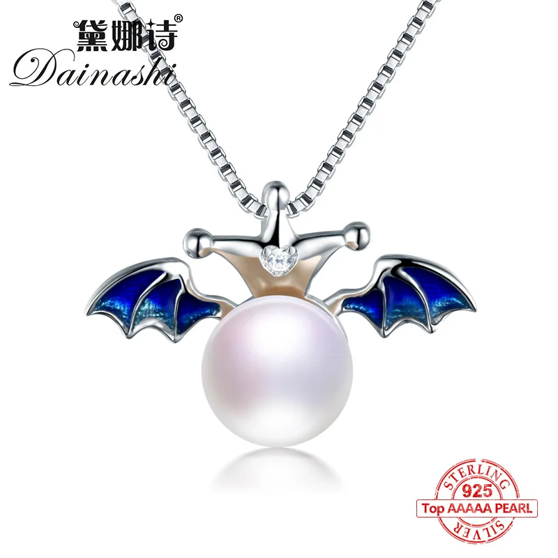 

Dainashi 2017 New Arrival Solid Silver Pendant Necklace 100% 7-8mm Perfect Round Freshwater Pearl Pendant Gift For Girlfriend