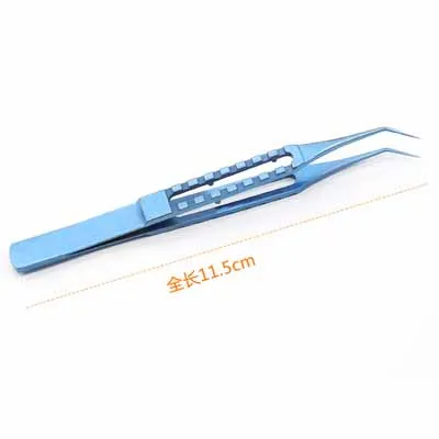 Титановый сплав тонкие зубчатые посадки волос прямой локоть посадки Пинцет имплантата пинцеты для волос инструмент - Цвет: Синий