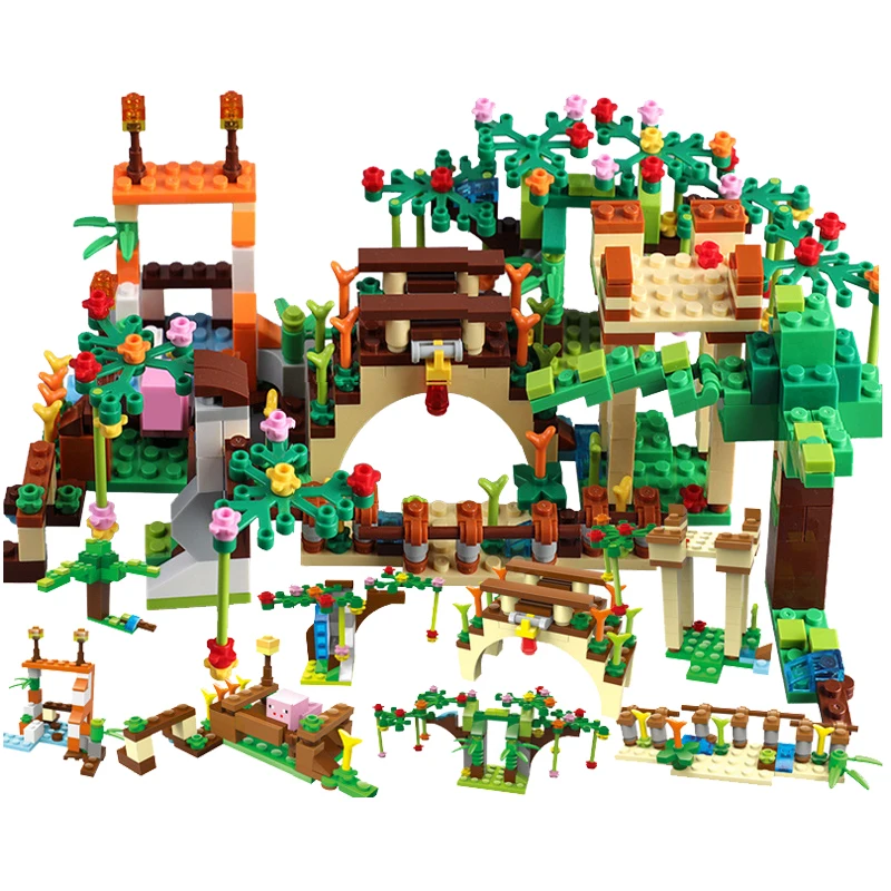 

Legoing Minecraft Small Particles Assembled Building Blocks Toy Boys Birthday Gift & Storage Box One LED Light Two Minecraft