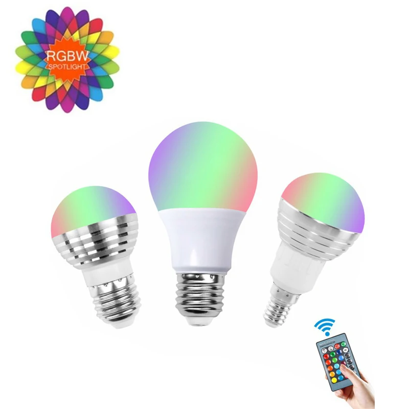 

110V 220V E27 RGB LED Bulb Lights 3W 5W 10W RGB Lampada Changeable Colorful RGBW LED Lamp With IR Remote Control+Memory Mode