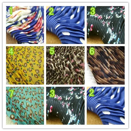 

1psc 2016 new single cloth multicolor pattern Pleated Chiffon organ crushed pleat skirt fabric(pleated 0.5m)