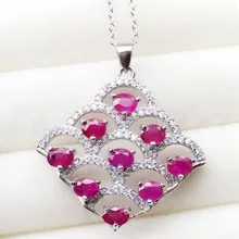 Подвеска с рубином,, серебро 925 пробы, натуральный настоящий рубин, ювелирные украшения 0.35ct* 9 шт, gemstoneFan Стиль# T18100422