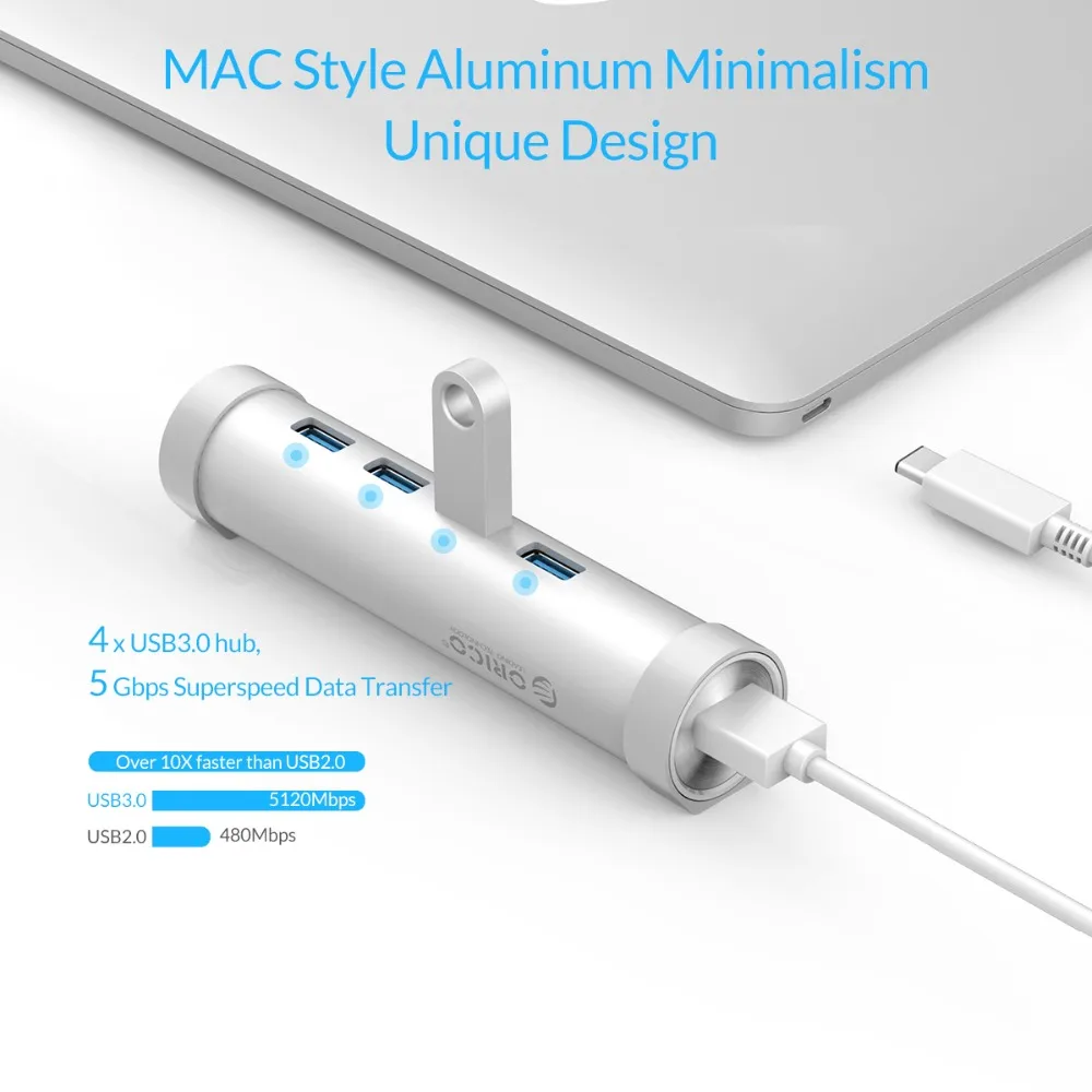 ORICO ARH4-U3-SV Alumium круглый 4 порта USB3.0 концентратор для ноутбука MAC идеально-Серебристый