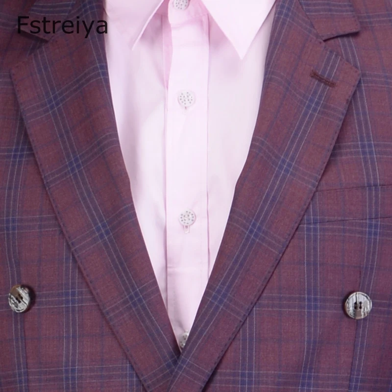 Tailor-made high quality wool Grid men suits for wedding Custom made christmas suit men terno slim double breasted suits 2pcs