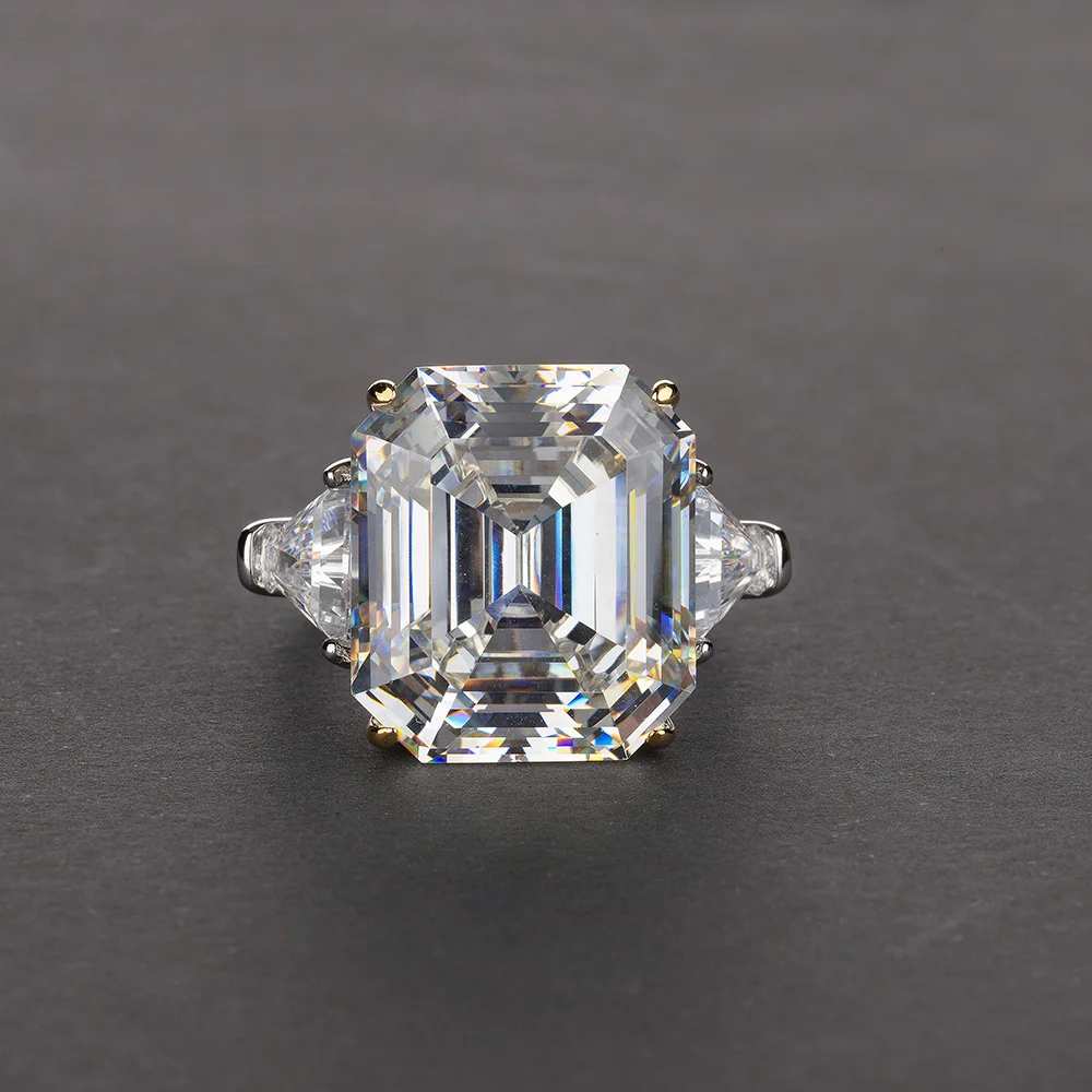 Onerain Clássico Prata Esterlina 14*16mm Moissanite Casamento Noivado Cocktail Casal Anel Jóias Tamanho 5-12 100% 925 5 High Quality Joias e Acessórios