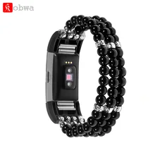 Kobwa ремешок из жемчуга сменный ремешок для FitBit Charge 2 ручной работы из бисера эластичный стрейч Браслет замена модный ремешок