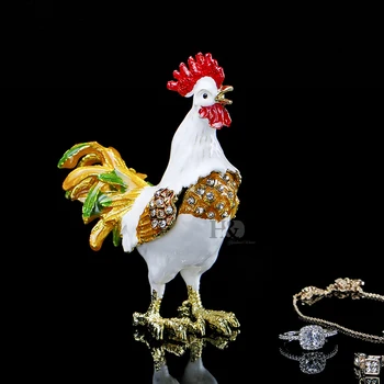 

H&D 3.6'' Cute Jewelry Storage Holder Chicken Eggshell Ring Earring Oragnizer For Gift Box Metal Trinket Box Wedding Home Decor