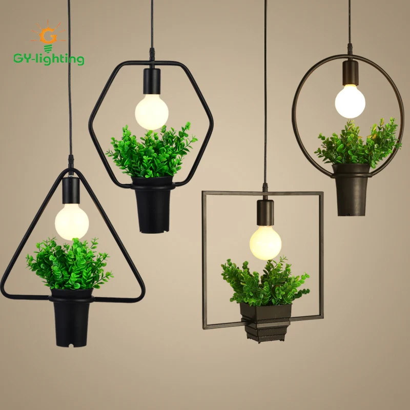 

2017 Creative Iron Retro Plant Pendant Light American Style Restaurant Light Art Creative Living Room Simple Nordic Lights