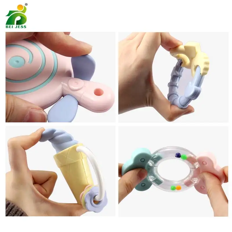 5 Pcs / set Baby Rattles Cartoon Lollipop Bottles of soft silicone plastic Hand bell 0-12 Months Newborn Education Toys
