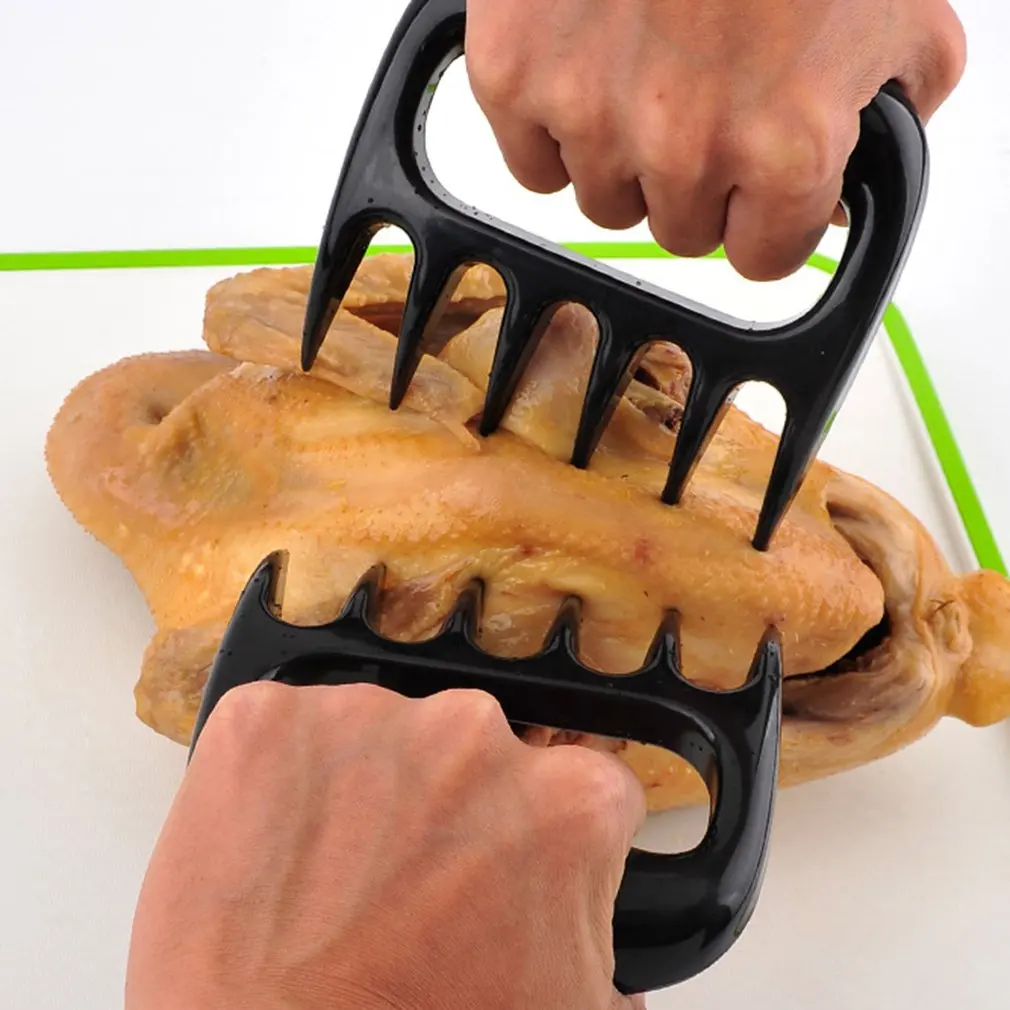 

1pcs Meat Shredder Claws Wooden Handle Ceramic Bear Paws Chicken Separator Handler Food Forks Puller BBQ Kitchen Tool BA