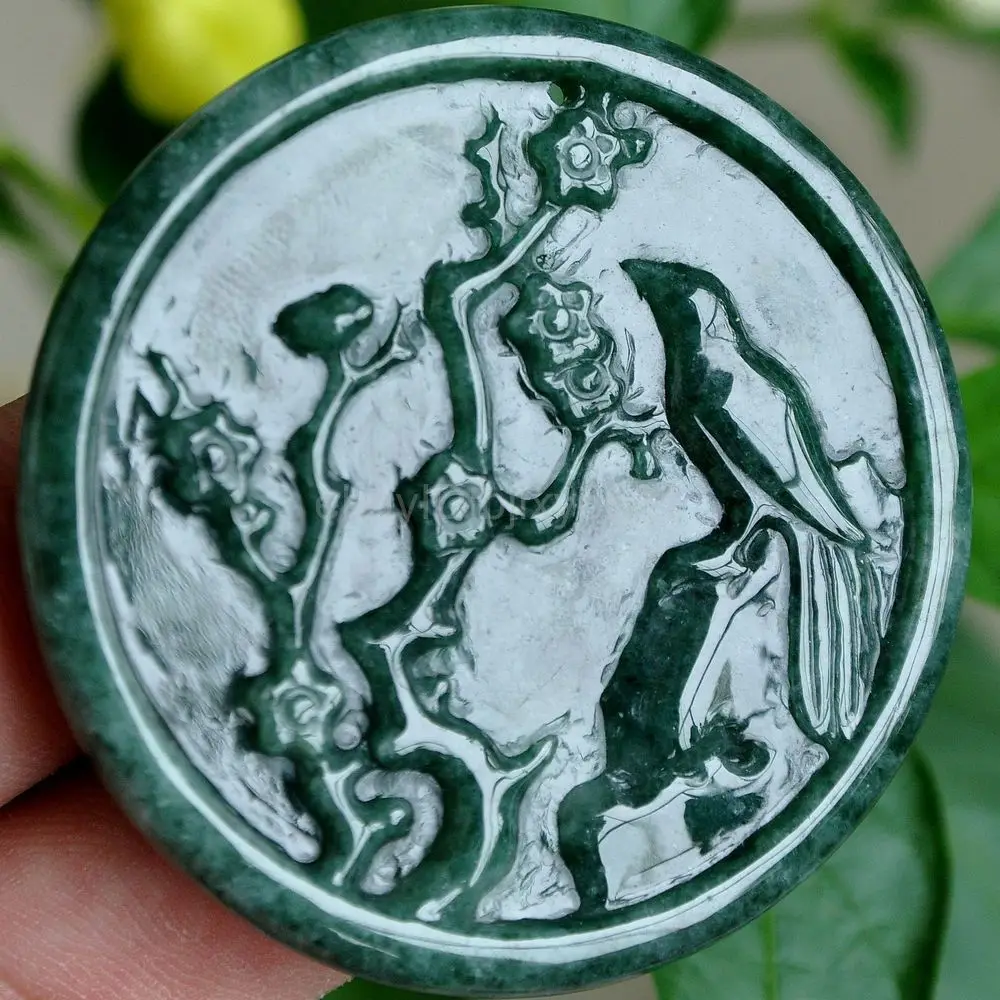 

certified Natural "Grade A" Light green Emerald Jade Pendant ~ Xique A049 10.19