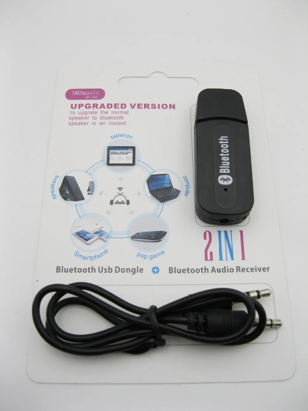New USB Bluetooth Dongle+Bluetooth Music Receiver Adapter 3.5mm Stereo