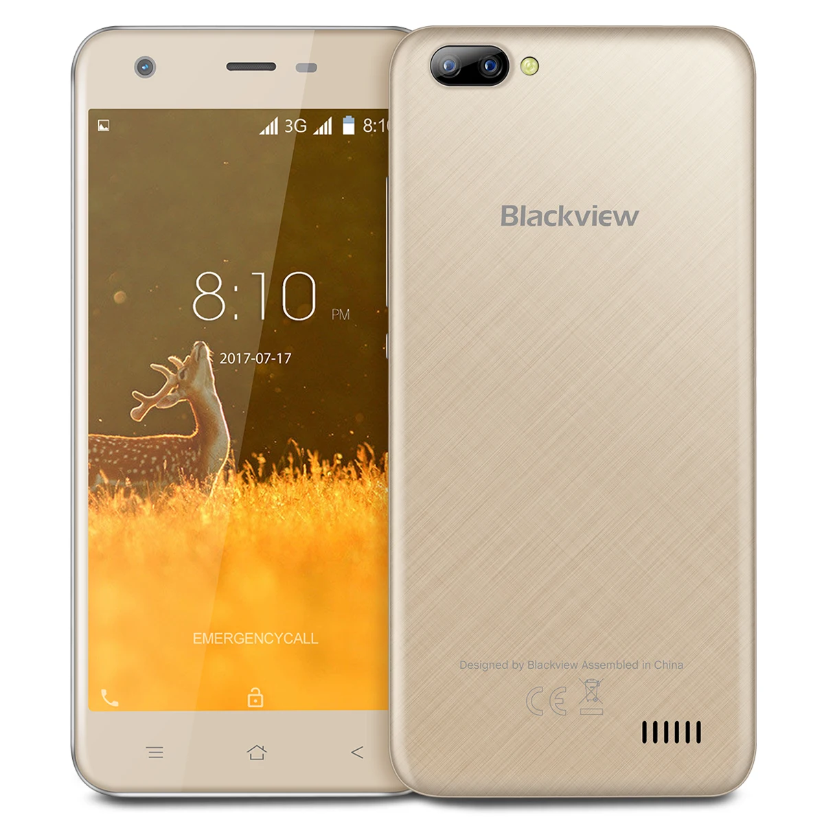 Blackview A7 мобильный телефон Android 7,0 MTK6580A четырехъядерный 5," 1 ГБ 8 ГБ 3 камеры 3g WCDMA 2800 мАч Dual SIM смартфон