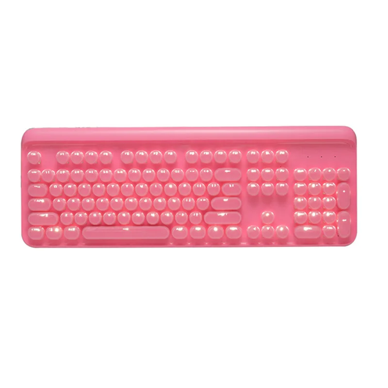 

Pink Cute Retro Punk Mechanical Keyboard Green Axis 104 Water Wafer Point Round Light Transmission Pink Keyboard Girl