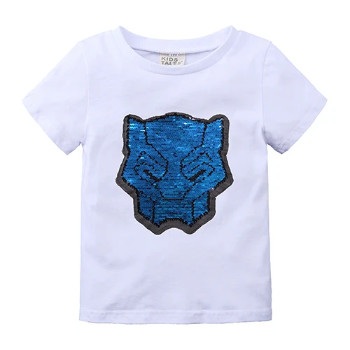 Summer Baby Girls Boys T Shirt Magic Reversible Sequin Novelty Clothing Kid Short Sleeve Cartoon Casual unisex Tshirt Tee DBT109 - Цвет: As photo