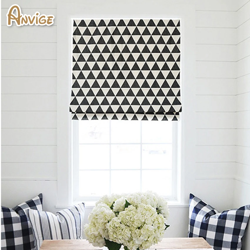 Anvige Modern Triangular Geometry Printed Roman Shade Rollor Blind