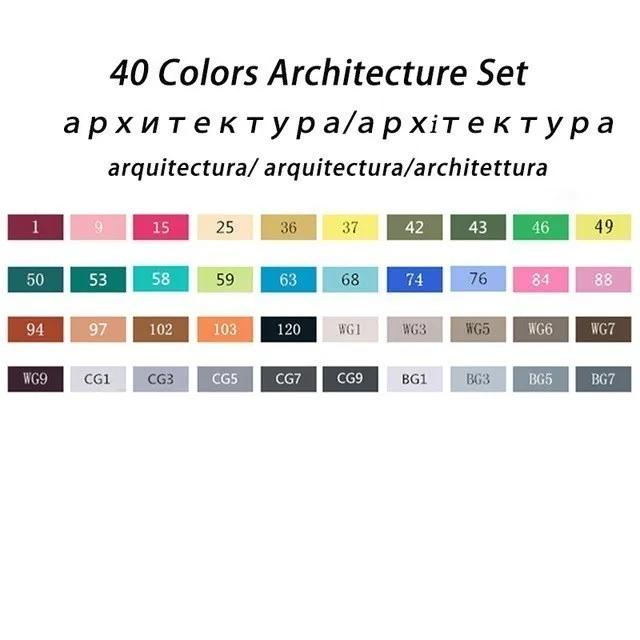 Touchmark 30/40/60/80/168 Цвет художественный маркер для белой доски комплект Dual Head эскиз маркеры кисточки ручка для анимация дизайн Манга товары для рукоделия - Цвет: 40 Architectural Set