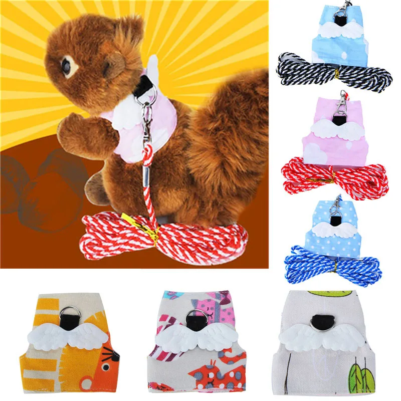 

1pc Small Mini Pet Dog Cat Chest Strap Harness Set Mini Squirrel Traction Rope Cloth Harness Leash Small Pet Vest Suit 6 Styles
