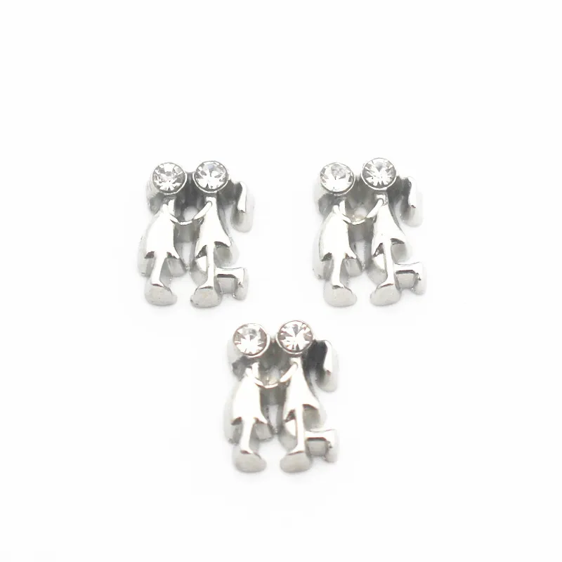 

Newest 10pcs/lot Crystal lovers kiss floating charms living glass memory floating lockets diy jewelry pendant DIY Accessory