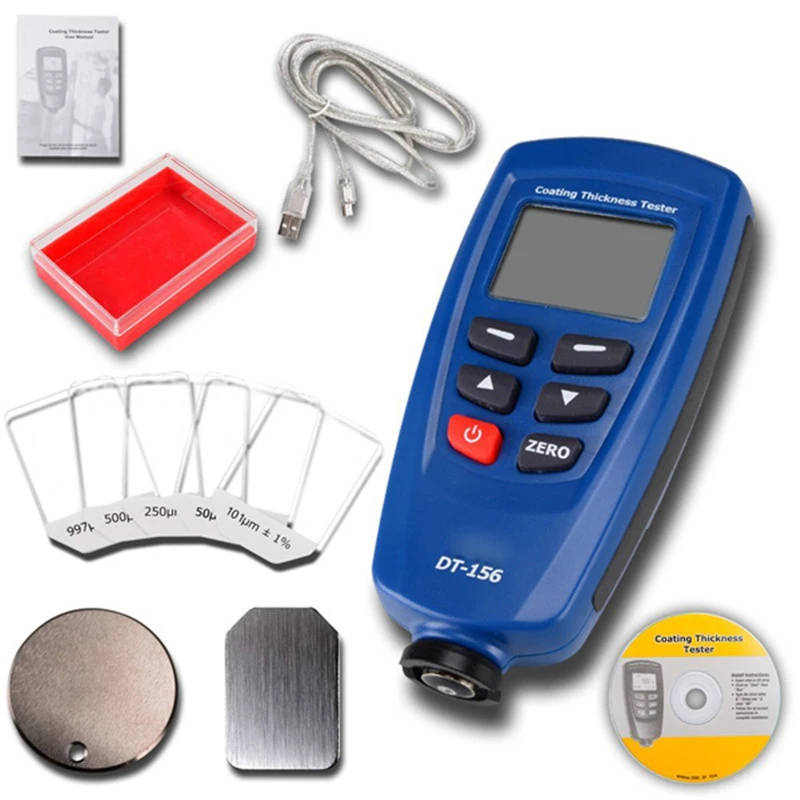 

DT-156 Digital Paint Coating Thickness Gauge Meter Tester 0~1250um With Built-in Auto F & NF Probe + USB Cable + CD Software