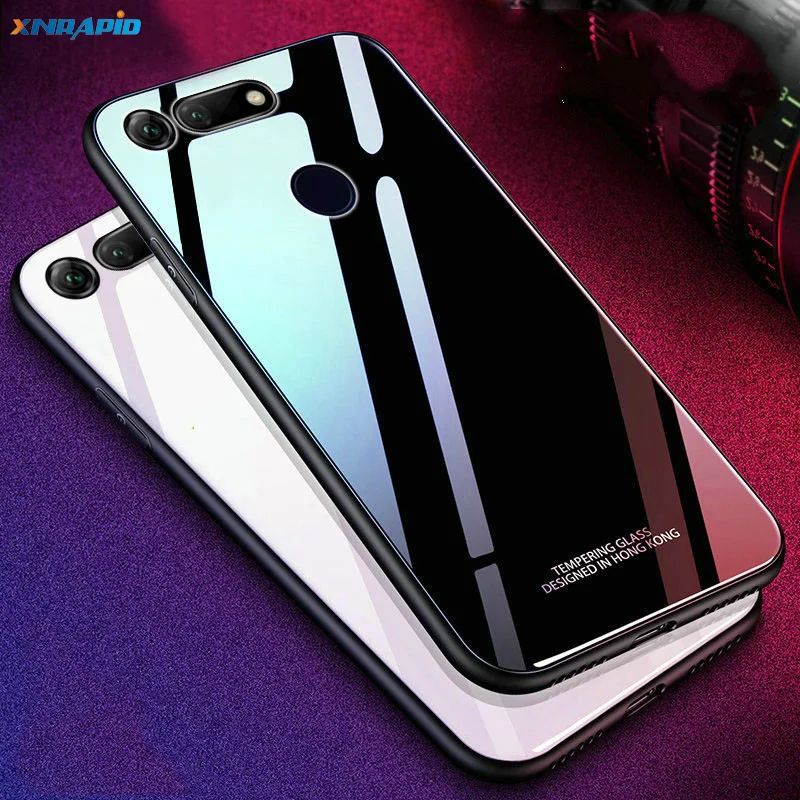 

for Huawei Honor V20 View 20 Case 6.4 inch Luxury Glossy Tempered Glass Hard PC Back Phone Cover For Honor V20 Case