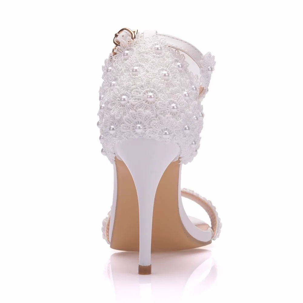 Женская обувь с открытым носком; модные босоножки на высоком каблуке 9 см; женские туфли-лодочки; Босоножки с открытым носком; свадебные туфли с белым кружевом