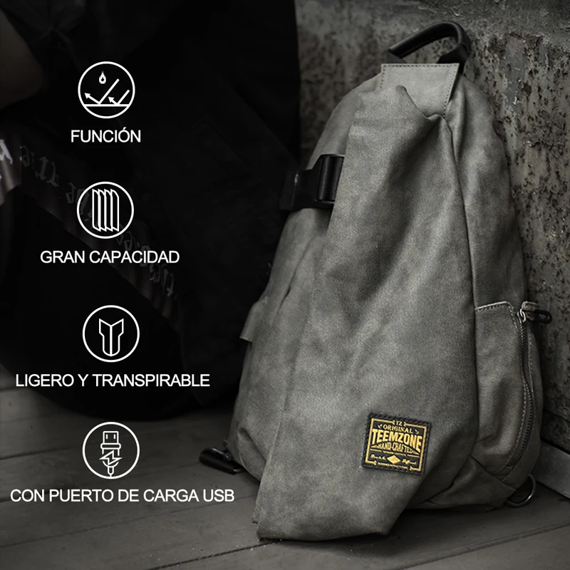 Teemzone новая Студенческая сумка для мужчин usb зарядка сумка на плечо водостойкая ChestPack большая емкость Оксфорд сумка через плечо T8020-5