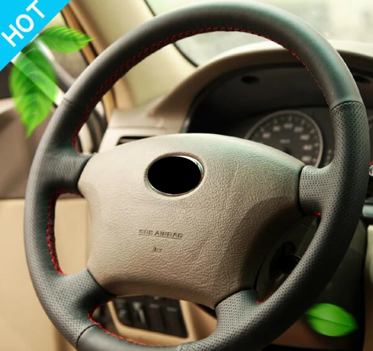 Черная искусственная кожа DIY Ручная прошитая крышка рулевого колеса автомобиля для 2004 Старый Toyota Land Cruiser Prado 120