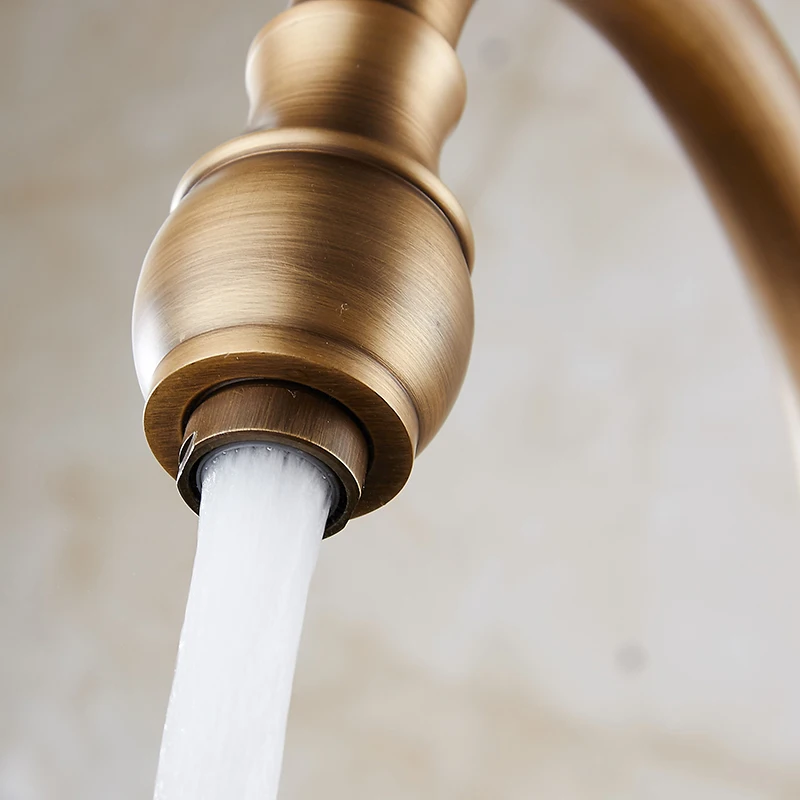 Free shipping Antique brass finishing kitchen faucets kitchen tap basin faucets single hand hot and cold wash basin tap HJ-1221F