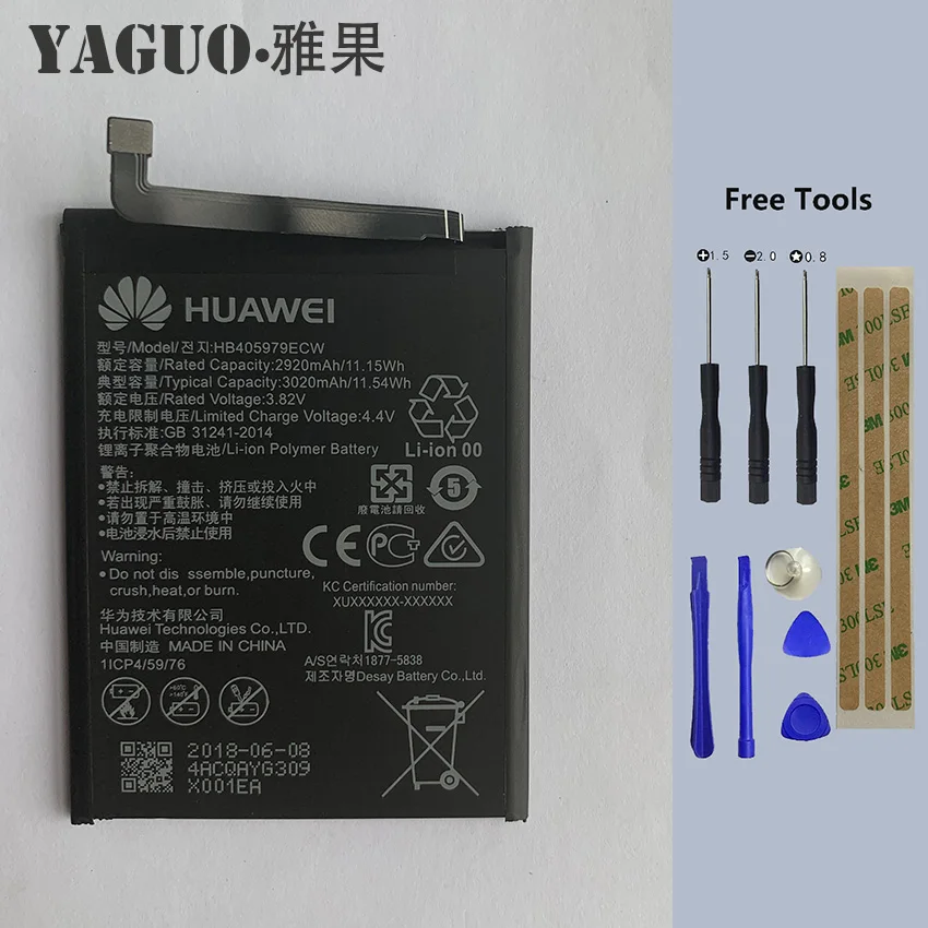 Оригинальный HB405979ECW 3020mAh аккумулятор для телефона Huawei Nova CAZ AL10 Enjoy 6S Honor 6c Y6 PRO Y5 p9 lite
