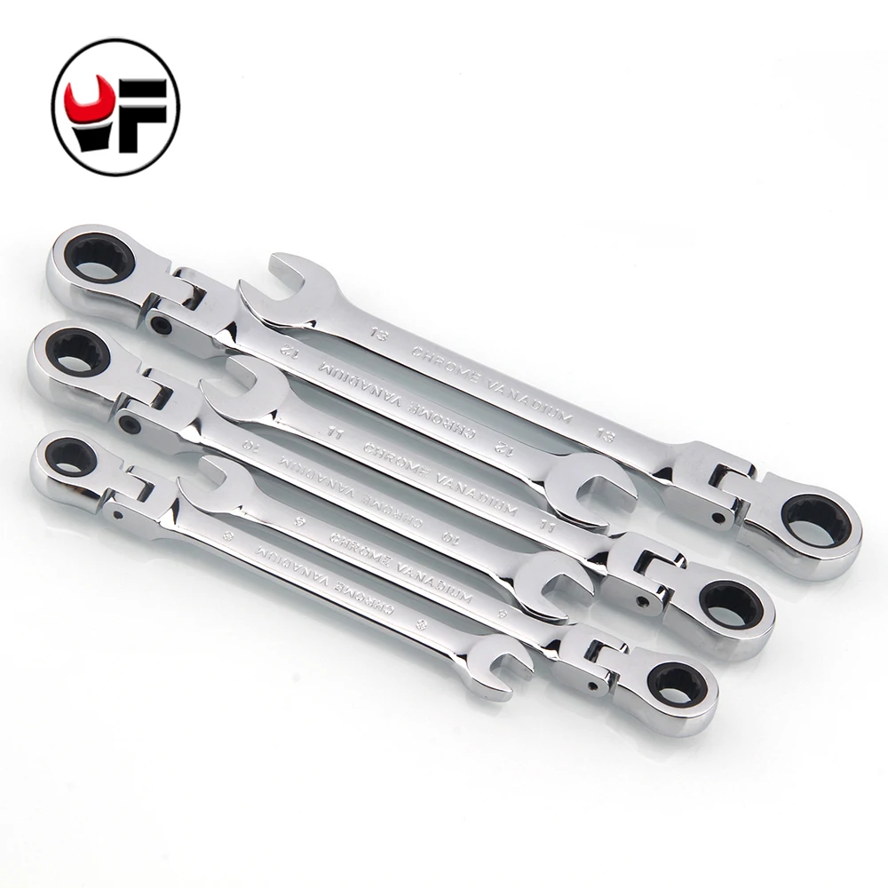 

YOFE 8-13mm Flexible Head Ratchet Combination Wrench Spanner Gear Ring Wrench Key Repair Hand Tools Dull Polished Ratchet Handle