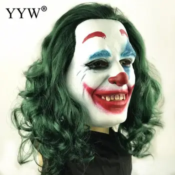 

Halloween Masks Rainbow Hair Scary Clown Masks For Adult Horrible Scary Mask Long Hair Masquerade Mascaras Halloween Party Dress
