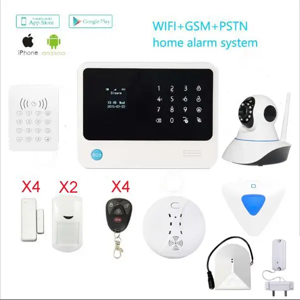 

433mh G90B Plus GSM WIFI Alarm System GSM Home Security APP control Wireless Indoor Siren /Motion PIR Detector/RFID keypad