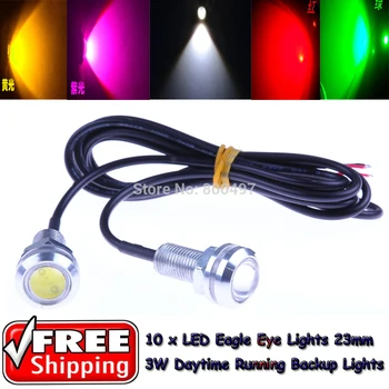 

10 x LED Eagle Eye Lights 18mm Daytime Running Tail Backup Turn Signal Corner Stop Parking Tail Reverse Lights Silver Frame